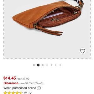 NWT! Caramel Brown wristlet with black & white checkered wrist strap. Target.